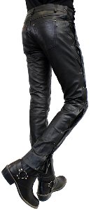 Leather pants Cow Waxy geschnürt bl.