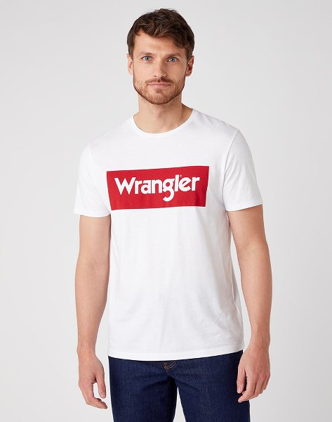 Wrangler T-Shirt WRANGLER LOGO WHITE W742FK989 - Buy your western clothing  at World of Western.