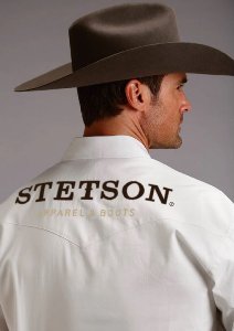 Stetson Mens Logo Wear White Shirt