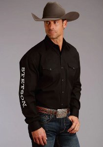 Stetson Mens Logo Wear Black Shirt
