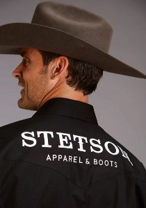Stetson Mens Logo Wear Black Shirt