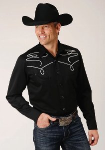 Roper Mens Bronc Rider Embroidery Shirt